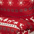 Lenjerie de pat King Size, Renna, Homla, 200x220 cm, microfibra din poliester, rosu/alb