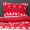 Lenjerie de pat King Size, Renna, Homla, 200x220 cm, microfibra din poliester, rosu/alb
