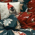 Lenjerie de pat King Size, Reindeer, Homla, 3 piese, 200x220 cm, microfibra din poliester, rosu