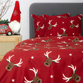 Lenjerie de pat King Size, Reindeer, Homla, 3 piese, 200x220 cm, microfibra din poliester, rosu