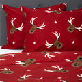 Lenjerie de pat King Size, Reindeer, Homla, 3 piese, 200x220 cm, microfibra din poliester, rosu