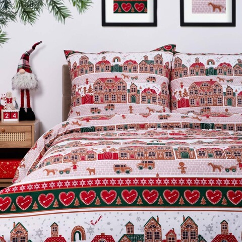 Lenjerie de pat King Size, Lapland, Homla, 3 piese, 200x220 cm, microfibra din poliester, multicolor