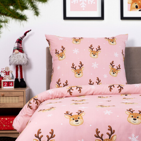 Lenjerie de pat pentru o persoana Iremi, Homla, 2 piese, 140x200 cm, microfibra din poliester, roz