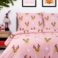 Lenjerie de pat dubla Iremi, Homla, 3 piese, 160x200 cm, microfibra din poliester, roz