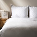 Lenjerie de pat dubla Esperin, Homla, 3 piese, 160x200 cm, bumbac satinat, alb/negru