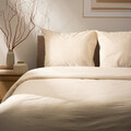 Lenjerie de pat King Size, Ruelle, Homla, 3 piese, 200x220 cm, bumbac, bej
