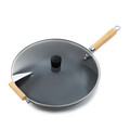 Tigaie Wok Sydney, Homla, 50x32x9 cm, 4 L, otel/lemn/sticla, negru/natur