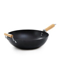 Tigaie Wok Sydney, Homla, 50x32x9 cm, 4 L, otel/lemn/sticla, negru/natur