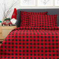 Lenjerie de pat King Size, Ameri, Homla, 3 piese, 200x220 cm, bumbac, rosu/negru