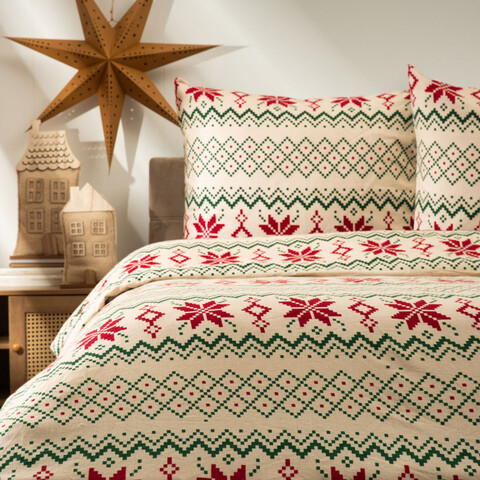 Lenjerie de pat dubla Wintey, Homla, 3 piese, 160x200 cm, bumbac, multicolor
