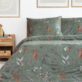 Lenjerie de pat King Size, Foret, Homla, 3 piese, 200x220 cm, microfibra din poliester, verde