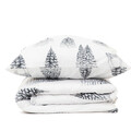Lenjerie de pat King Size, Munti, Homla, 3 piese, 200x220 cm, bumbac, alb/gri