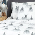 Lenjerie de pat King Size, Munti, Homla, 3 piese, 200x220 cm, bumbac, alb/gri