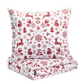 Lenjerie de pat King Size, Deany, Homla, 3 piese, 200x220 cm, bumbac, alb/rosu