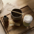 Set 4 piese pentru matcha Yunomi, Homla, 12.7x10.5 cm, portelan/bambus, gri/natur