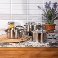 Set de gatit 6 piese Eataly, Homla, 1.5 L / 2 L / 2.5 L, inox/sticla, argintiu