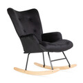 Fotoliu balansoar Moss, Homla, 72x73x92 cm, lemn/catifea din poliester, negru