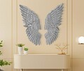 Set 2 decoratiuni de perete Wings, Mauro Ferretti, 37.5x3x100 cm, fier, argintiu