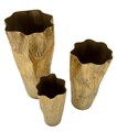 Set 3 ghivece / vase decorative Glolly, Mauro Ferretti, 41x39x83 cm, fier, auriu