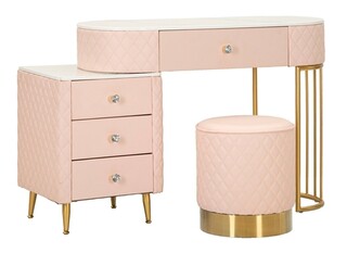 Roz;Auriu, Masuta dressing cu taburet