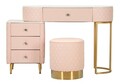 Masa de toaleta cu taburet / Masuta dressing Sharon, Mauro Ferretti, 120x40x75 cm, lemn de pin/MDF/metal, roz/auriu