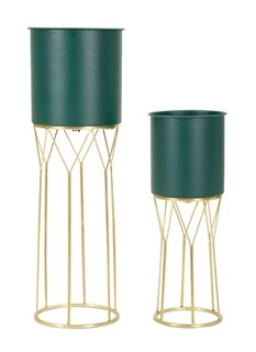 Verde;Auriu, Set 2 ghivece Stand