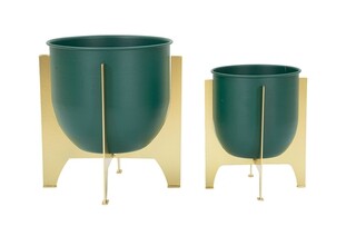 Verde;Auriu, Set 2 ghivece Shet
