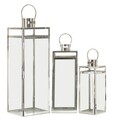 Set 3 felinare Silver, Mauro Ferretti, 22.5x22x70.5 cm, fier/sticla, argintiu