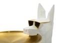 Statueta / figurina decorativa cu tava Dog Ory, Mauro Ferretti, 27x51x74 cm, polirasina/metal, alb/auriu