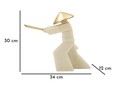 Statueta / figurina decorativa Samurai Toku Quarzy -A, Mauro Ferretti, 34x12x30 cm, polirasina/metal, alb/auriu