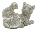 Statueta / figurina decorativa Cat Sparky With Kid, Mauro Ferretti, 19x9x13 cm, polirasina, argintiu