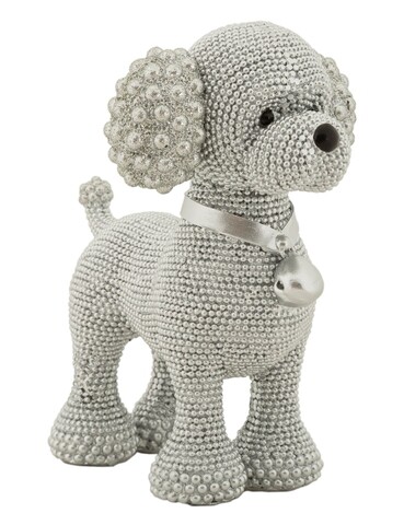 Statueta / figurina decorativa Poodle Dog Sparky, Mauro Ferretti, 15x9.5x15 cm, polirasina, argintiu