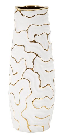 Vaza Lia, Mauro Ferretti, 12x12x29.5 cm, ceramica, alb/auriu