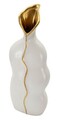 Vaza Uma, Mauro Ferretti, 19.5x10x50 cm, ceramica, alb/auriu