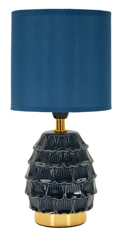 Lampa de masa Pigny, Mauro Ferretti, 1 x E14, 40W, 15x30.5 cm, ceramica/fier/textil, albastru
