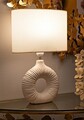 Lampa de masa Seta, Mauro Ferretti, 1 x E14, 40W, 28.5x15x43 cm, ceramica/fier/textil, alb