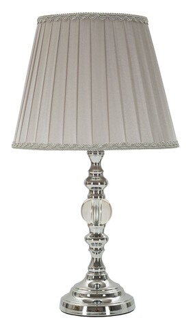 Lampa de masa Tilly, Mauro Ferretti, 1 x E27, 40W, 25x46 cm, metal/sticla/textil, argintiu