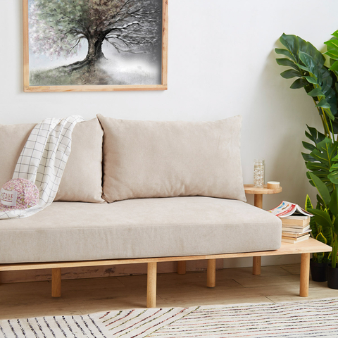 Canapea 2 locuri Seri, Homla, 180x76x75 cm, lemn/poliester, bej