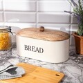Cutie pentru paine Conti, Homla, 35x19x13 cm, inox/lemn, gri/natur