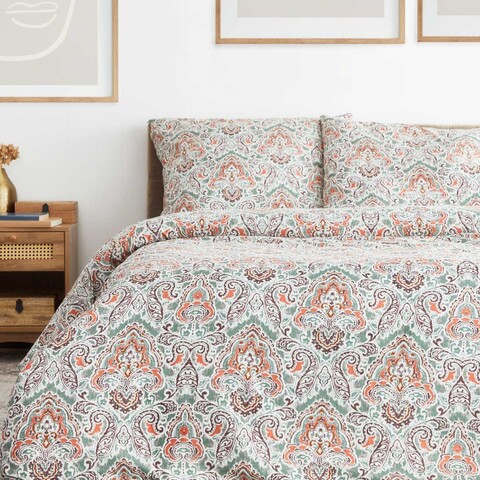 Lenjerie de pat King Size, Agra, Homla, 3 piese, 200x220 cm, bumbac, multicolor
