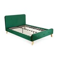 Pat tapitat Mikkel, Homla, 140x200 cm, metal/MDF/catifea din poliester, verde