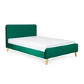 Pat tapitat Mikkel, Homla, 140x200 cm, metal/MDF/catifea din poliester, verde