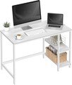 Birou cu 2 rafturi, Vasagle, 120x60x76 cm, PAL/otel, max 70kg, alb