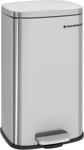 Cos de gunoi cu pedala 30L, Songmics, 35x23.8x63 cm, otel/plastic, argintiu
