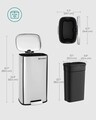 Cos de gunoi cu pedala 30L, Songmics, 35x23.8x63 cm, otel/plastic, argintiu