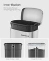 Cos de gunoi cu pedala 30L, Songmics, 35x23.8x63 cm, otel/plastic, argintiu