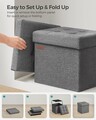 Set 2 taburete cu spatiu depozitare Ottoman, Songmics, 30x30x30 cm, max 130 kg, MDF/textil, gri