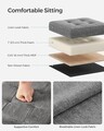Set 2 taburete cu spatiu depozitare Ottoman, Songmics, 30x30x30 cm, max 130 kg, MDF/textil, gri