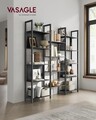 Biblioteca Ebony, Vasagle, 158x24x166 cm, PAL/otel, max 140 kg, negru