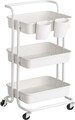 Carucior cu 3 rafturi bucatarie/baie, Songmics, 41.6x33.5x86.3 cm, max 10kg/nivel, otel/plastic, alb